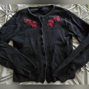 Vintage Cardigan with Red Dragons